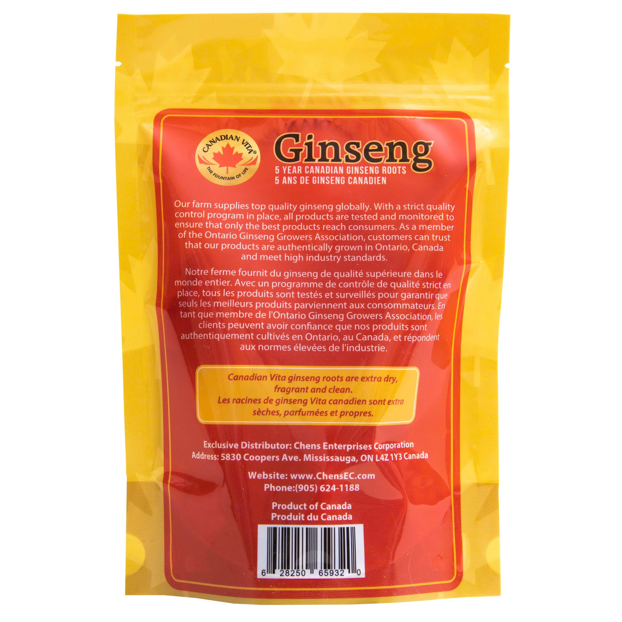 Nhân Sâm củ khô Canadian Vita Gineng Roots túi 100g,kèm túi.